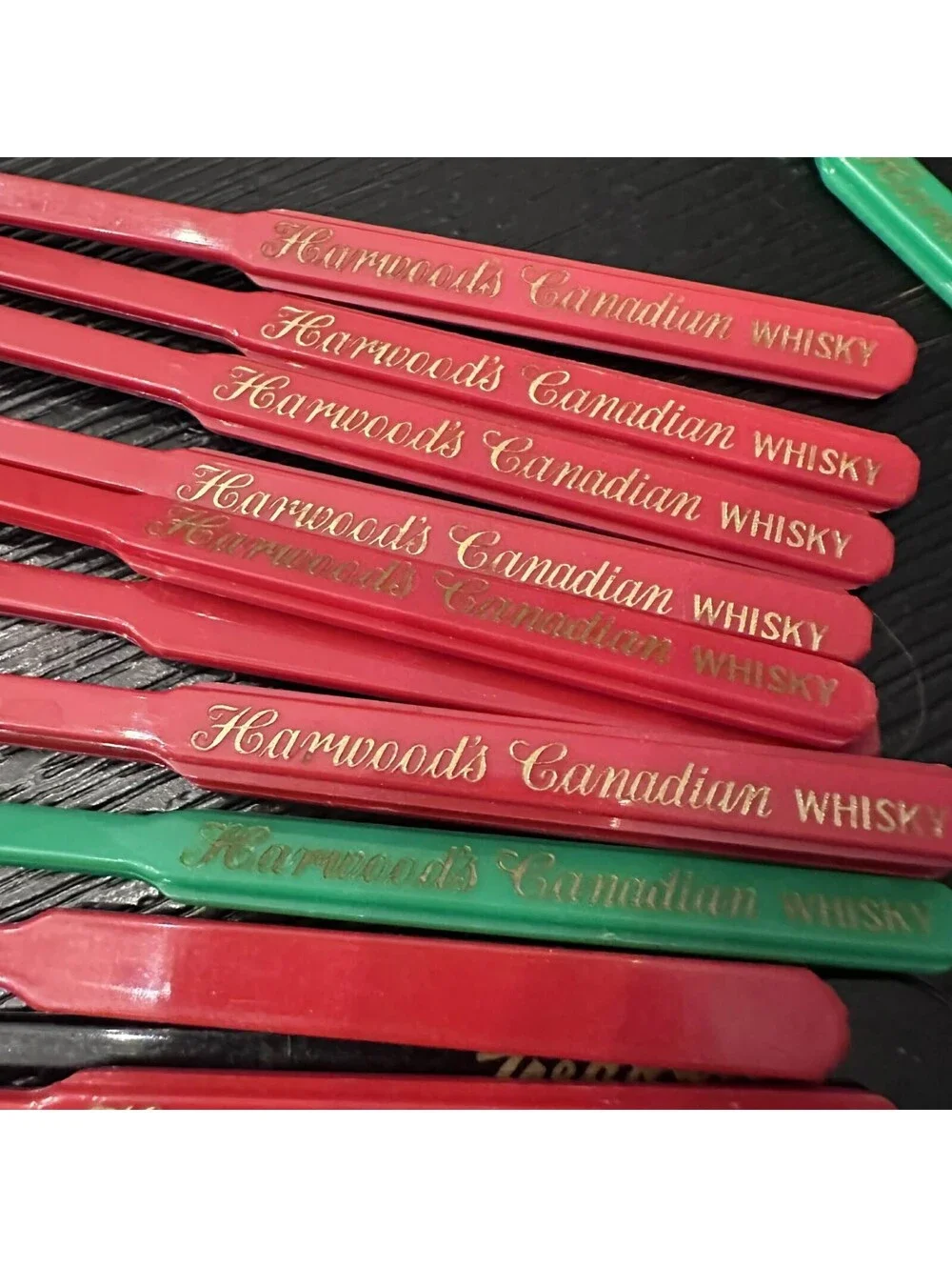 Vintage Harwood's Canadian Whisky Plastic Cocktail Swizzle Sticks Spoon 40pcs